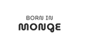 Text 'BORN IN MONGE' on a white background